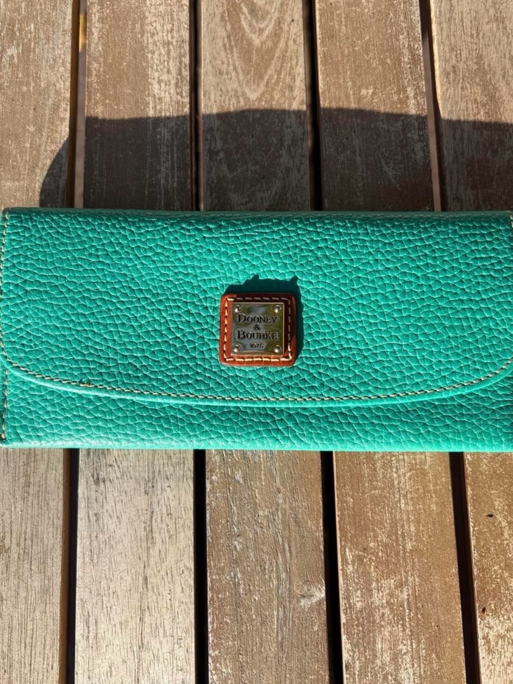 Dooney & Bourke Teal Pebbled Leather Continental Wallet